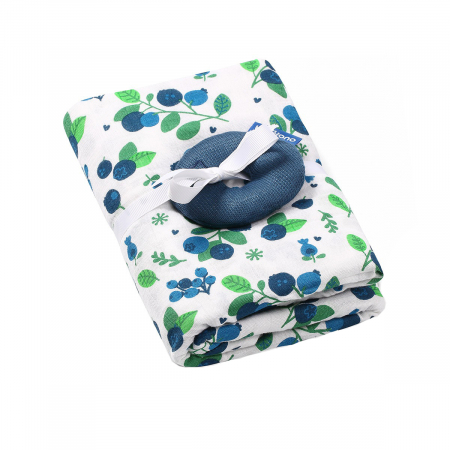Paturici si pleduri bebelusi - Set 2 piese finet din bambus 120 x 120 cm si jucarie BabyOno 536/02, Alb
