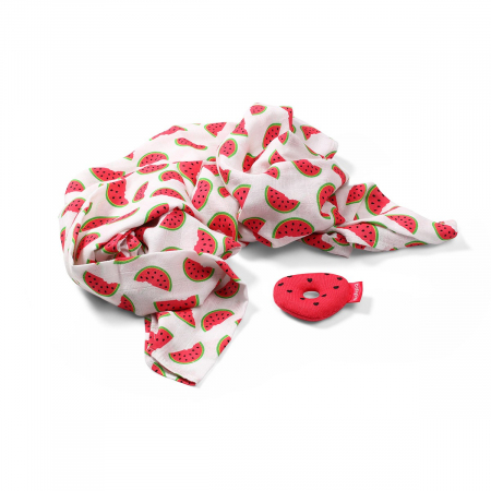 Set 2 piese finet din bambus 120 x 120 cm si jucarie BabyOno 536/04, Alb [3]