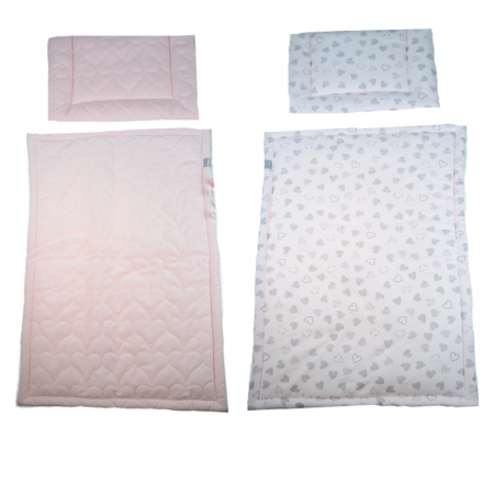 Accesorii camera bebe - Set 2 piese lenjerie de pat cu 2 fete Olka 088-R, Roz