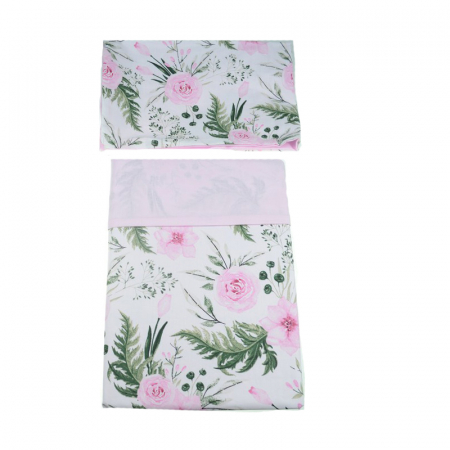 Accesorii camera bebe - Set 2 piese lenjerie de pat cu 2 fete Sensillo 4363, Roz