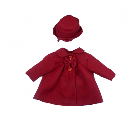 Paltoane - Set 2 piese palton si caciula fete Mini Junior DRN2-RO-80-cm, Alb