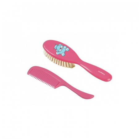 Articole de ingrijire - Set 2 piese perie si pieptan BabyOno 568, Roz