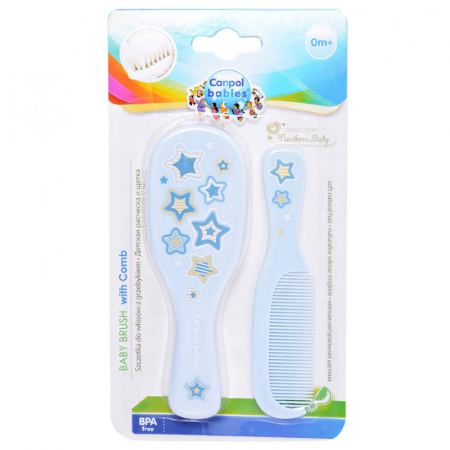 Set 2 piese perie si pieptan Canpol Babies 7/406, Albastru [1]