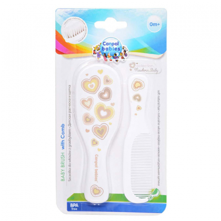 Set 2 piese perie si pieptan Canpol Babies 7/406ALB, Alb [1]