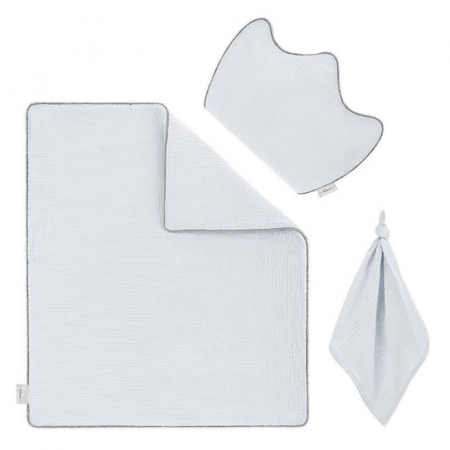 Accesorii camera bebe - Set 3 piese pilota, perna si paturica din muselina pentru copii 75 x 100 cm M Belisima P02-0431, Gri