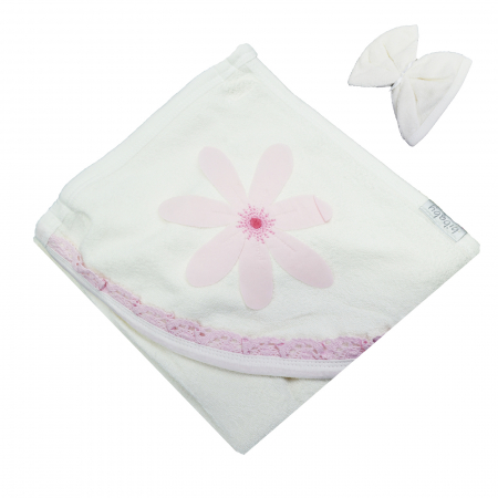 Prosoape - Set 2 piese prosop cu gluga 85 x 90 cm si manusa pentru fete BiBaby 66184, Roz
