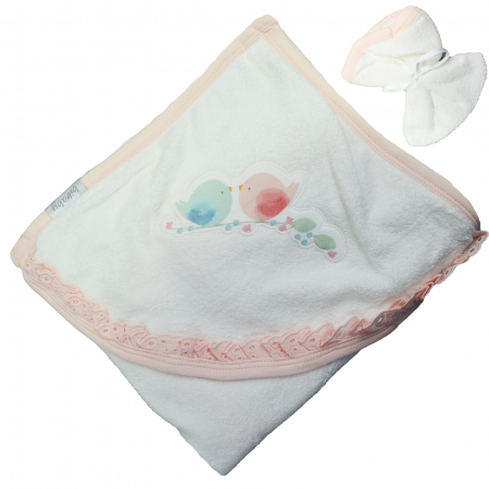 Prosoape - Set 2 piese prosop cu gluga 85 x 90 cm si manusa pentru fete OEM 66184-1, Alb