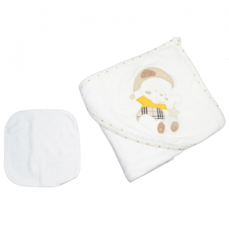 Prosoape - Set 2 piese prosop cu gluga 90 x 100 si batista Mini Junior BBY-24, Alb