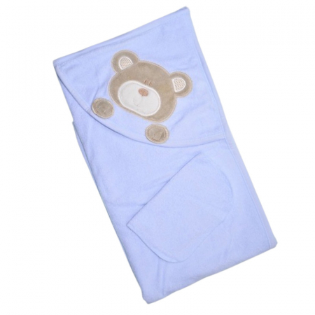 Prosoape - Set 2 piese, prosop cu gluga si batista, pentru baieti, 95 x 80 cm, Mini Junior PRS0109A2, Albastru