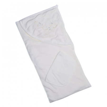 Prosoape - Set 2 piese, prosop cu gluga si batista, pentru baieti, 95 x 80 cm, Mini Junior PRS0109A3, Alb