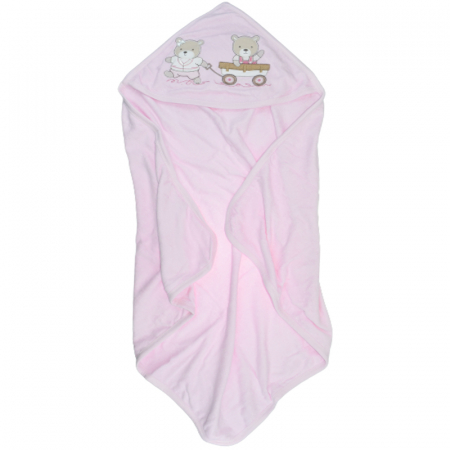 Prosoape - Set 2 piese prosop cu gluga si batista pentru fete Baby Line PPB125, Roz