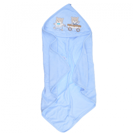 Prosoape - Set 2 piese prosop cu gluga si batista pentru baieti Baby Line PPB126, Albastru