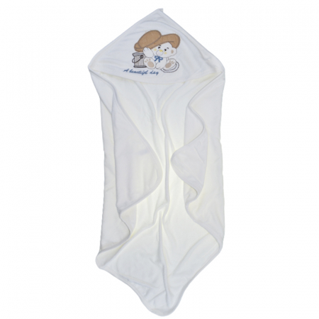 Prosoape - Set 2 piese prosop cu gluga si batista pentru baieti Baby Line PPB129, Alb