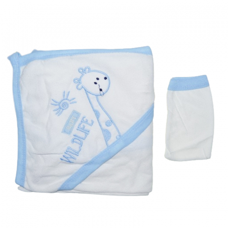 Set 2 piese prosop cu gluga si manusa pentru baieti Mini Junior PPB120, Alb [1]