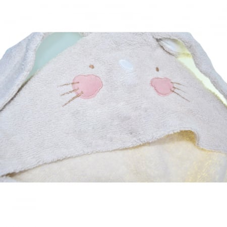 Set 2 piese, prosop cu gluga si manusa, pentru copii, 75 x 75 cm, Mini Junior PRS4201B, Bej [4]