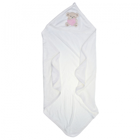 Prosoape - Set 2 piese prosop cu gluga si batista pentru fete 80 x 80 cm Mini Junior P040823-3, Alb