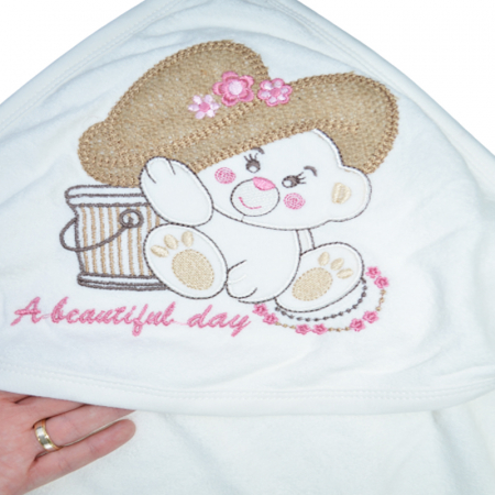 Set 2 piese prosop cu gluga si batista pentru fete Baby Line PPB124, Alb [3]