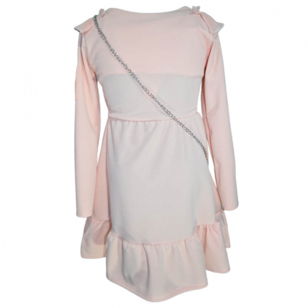 Set 2 piese rochie eleganta cu maneca lunga si geanta pentru fete JDJ 270323-21, Coral [1]