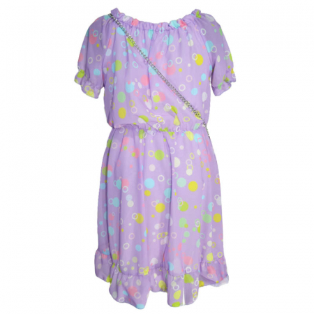 Set 2 piese rochie eleganta cu maneca scurta si geanta pentru fete Lucky Girl 270323-13, Mov [1]