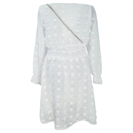 Set 2 piese rochie eleganta cu maneca lunga si geanta pentru fete Lucky Girl 270323-32, Alb [1]