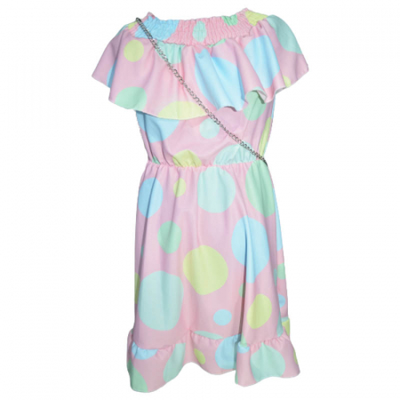 Set 2 piese rochie eleganta cu maneca scurta si geanta pentru fete Lucky Girl 270323-8, Roz [1]