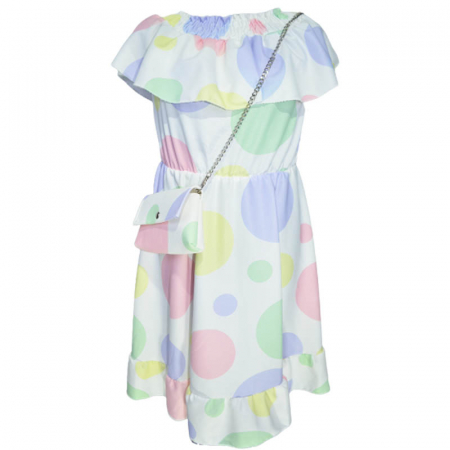 Îmbrăcăminte fete - Set 2 piese rochie eleganta cu maneca scurta si geanta pentru fete Lucky Girl 270323-22, Multicolor