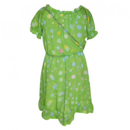Set 2 piese rochie eleganta cu maneca scurta si geanta pentru fete Lucky Girl 270323-12, Verde [1]