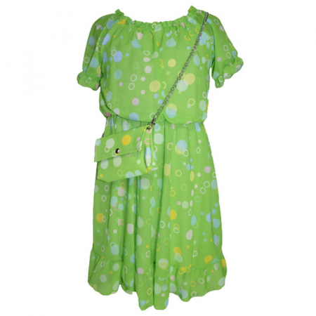 Îmbrăcăminte fete - Set 2 piese rochie eleganta cu maneca scurta si geanta pentru fete Lucky Girl 270323-12, Verde
