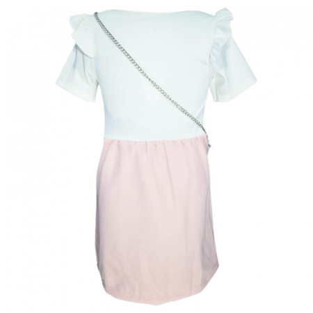 Set 2 piese rochie eleganta cu maneca scurta si geanta pentru fete New Collection 270323-39, Roz [1]