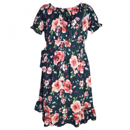 Rochite fete - Set 2 piese rochie eleganta cu maneca scurta si geanta pentru fete New Collection 270323-42, Negru
