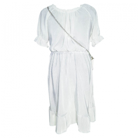 Set 2 piese rochie eleganta cu maneca scurta si geanta pentru fete New Collection 270323-18, Alb [1]