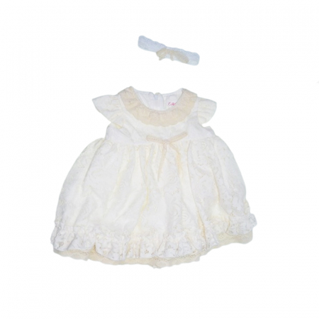 Set 2 piese rochie eleganta si bentita pentru fete Colibri RCLB-1, Crem [1]