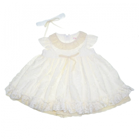 Set 2 piese rochie eleganta si bentita pentru fete Colibri RCLB-1, Crem [5]
