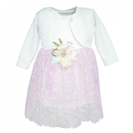 Botezul bebelusului - Set 2 piese rochie eleganta si bolero pentru fete Cankus 270323, Roz