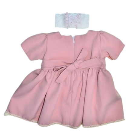 Set 2 piese, rochie eleganta si bentita, pentru botez, pentru fete, Gabrielle Bebe CA52427, Roz [3]