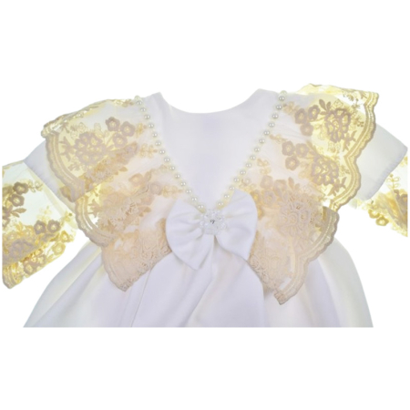 Set 2 piese, rochie eleganta si bentita, pentru botez, pentru fete, Gabrielle Bebe CA562058, Alb [4]