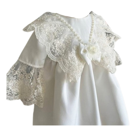 Set 2 piese, rochie eleganta si bentita, pentru botez, pentru fete, Gabrielle Bebe CA562058, Alb [2]