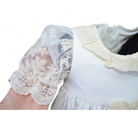 Set 2 piese rochie eleganta si bentita pentru fete Colibri RCLB-2, Alb [2]