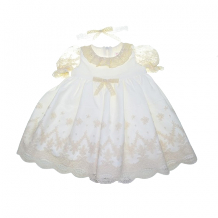 Set 2 piese rochie eleganta si bentita pentru fete Colibri RCLB-2, Alb [5]