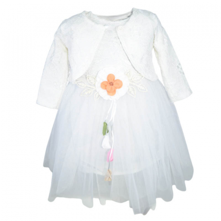Rochite elegante de la 0 la 9 luni - Set 2 piese rochie eleganta si bolero pentru fete Cankus 270323-A, Alb