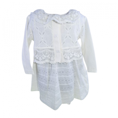 Îmbrăcăminte fete - Set 2 piese rochita si bolero pentru fete, Mini Junior 20330A, Alb