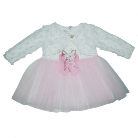 Îmbrăcăminte fete - Set 2 piese rochita si bolero pentru fete Mini Junior RCH-481, Alb