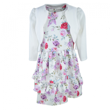 Îmbrăcăminte fete - Set 2 piese rochita si bolero pentru fete Tylkomet Rosa-4, Alb
