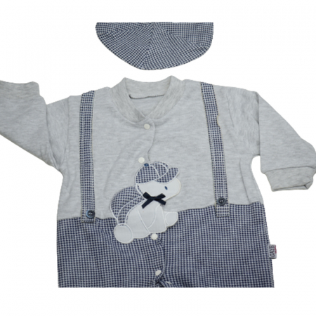 Set 2 piese salopeta cu maneca lunga si basca pentru baieti Gaye Bebe 2176G, Gri [2]