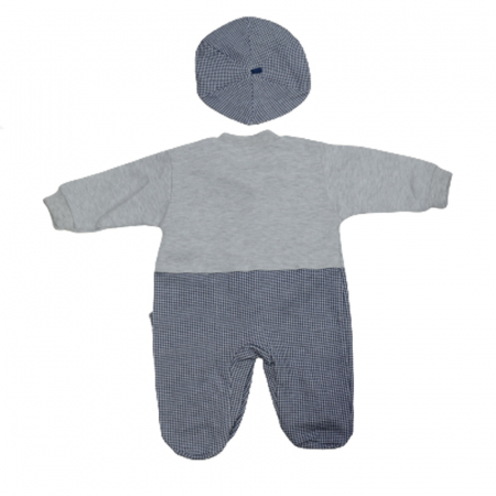 Set 2 piese salopeta cu maneca lunga si basca pentru baieti Gaye Bebe 2176G, Gri [1]