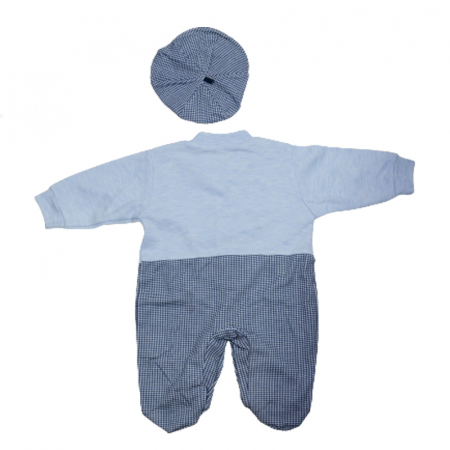Set 2 piese salopeta cu maneca lunga si basca pentru baieti Mini Junior 2176A, Albastru [1]