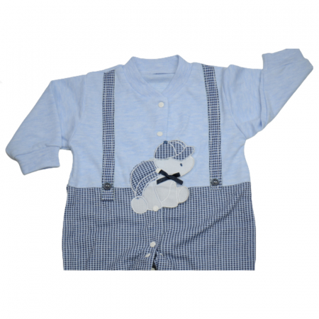 Set 2 piese salopeta cu maneca lunga si basca pentru baieti Mini Junior 2176A, Albastru [2]