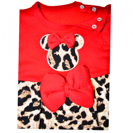 Set 2 piese salopeta cu maneca lunga si bentita pentru fete Mini Junior SLP-8621, Rosu [3]