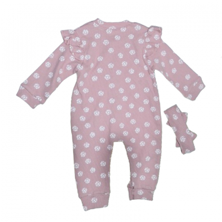 Set 2 piese salopeta cu maneca lunga si bentita pentru fete Mini Junior SLP-MJ1, Roz [1]