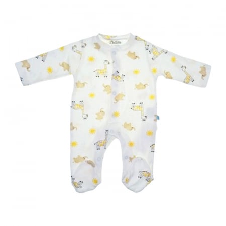 Îmbrăcăminte băieți - Salopeta cu maneca lunga pentru copii, cu animale, Mini Junior SLPA1408AF, Crem